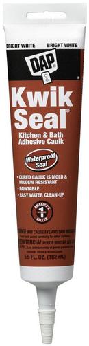 Kitchen and Bath Adhesive Caulk, White, 5.5 oz.