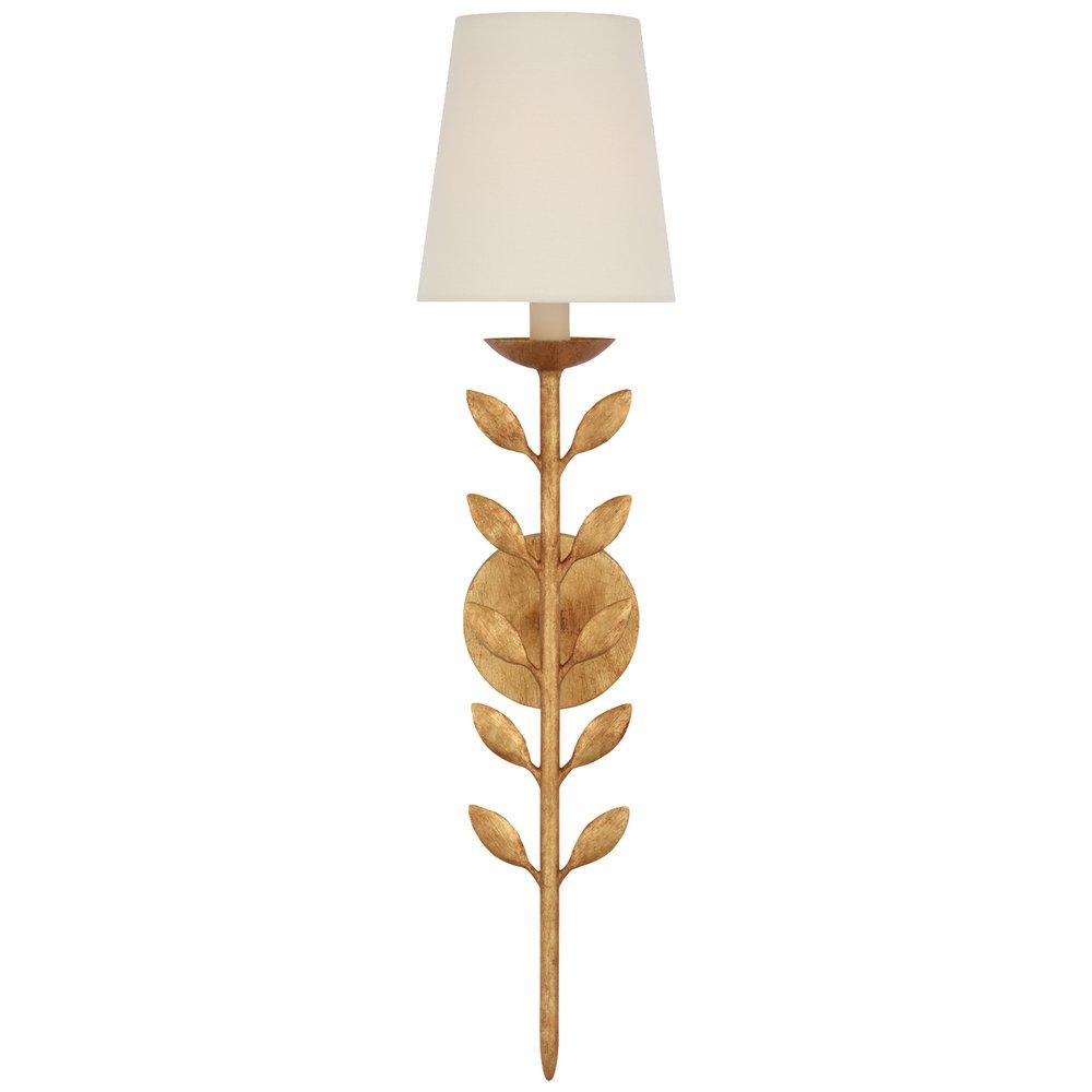 EDEN 26" SCONCE IN ANTIQUE GOLD LEAF WITH LINEN SHADE 