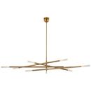 ROUSSEAU OVERSIZED EIGHT LIGHT ARTICULATING CHANDELIER IN BRASS WITH ETCHED CRYSTAL 