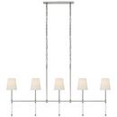CAMILLE MEDIUM LINEAR CHANDELIER IN POLISHED NICKEL WITH LINEN SHADES 