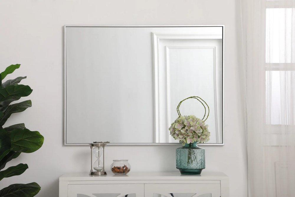 Elegant Lighting Silver 27 in. Flat Edge Rectangular Vanity Mirror in Silver 