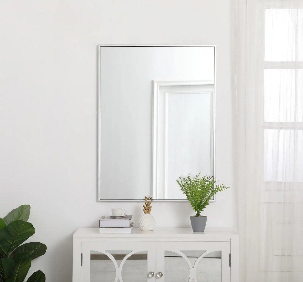 Elegant Lighting Silver 27 in. Flat Edge Rectangular Vanity Mirror in Silver 