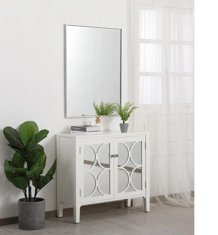 Elegant Lighting Silver 27 in. Flat Edge Rectangular Vanity Mirror in Silver 