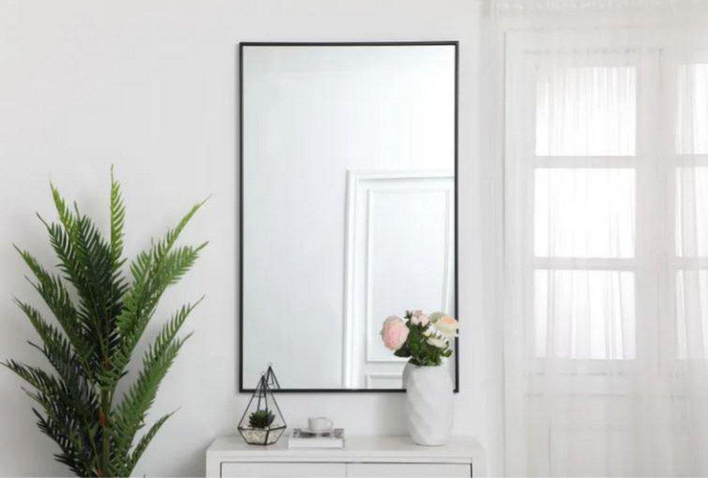 Elegant Lighting Black 1 x 30 in. Framed Mirror and Vanity Mirror Rectangular in Black 