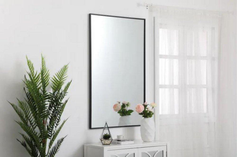 Elegant Lighting Black 1 x 30 in. Framed Mirror and Vanity Mirror Rectangular in Black 