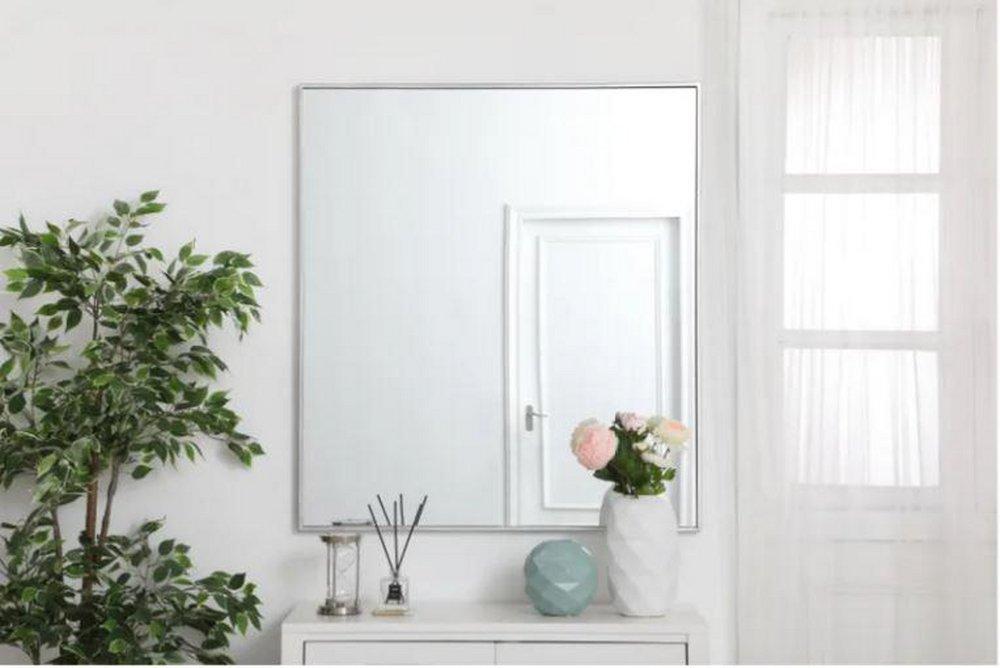 Elegant Lighting Silver 1 x 36 in. Framed Mirror and Vanity Mirror Rectangular 