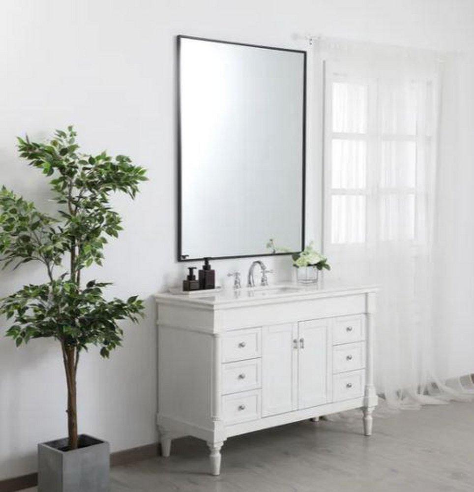 Elegant Lighting Black 1 in. Mirror Rectangular in Blacks 