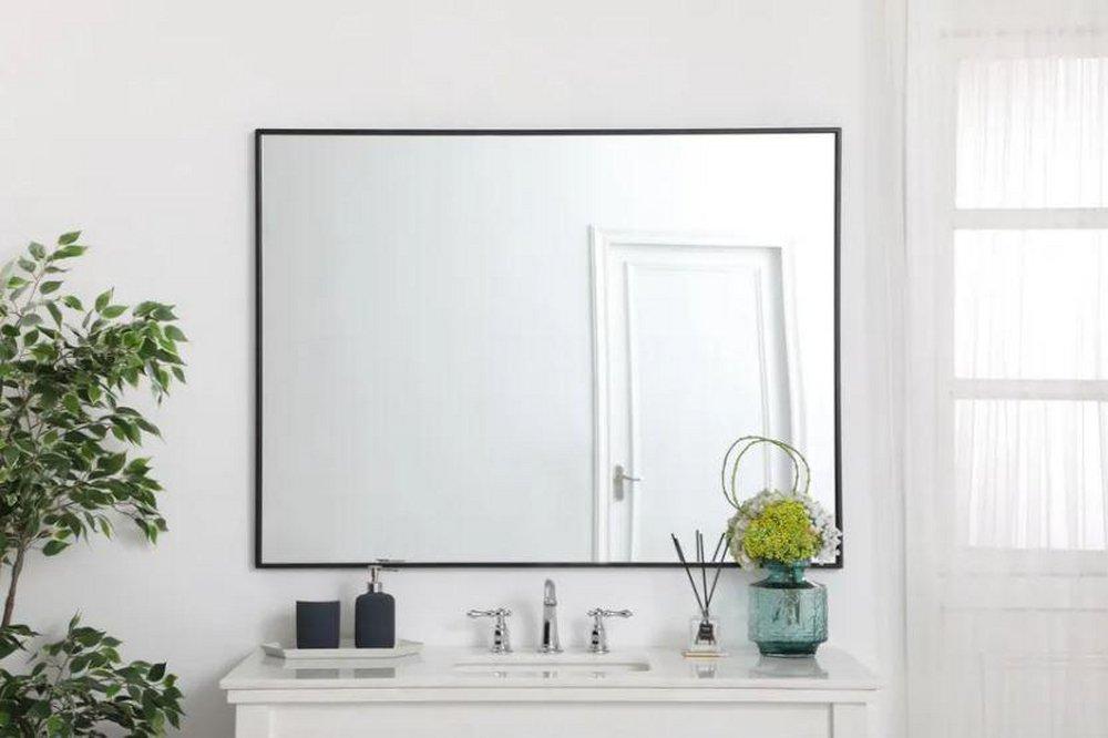 Elegant Lighting Black 1 in. Mirror Rectangular in Blacks 