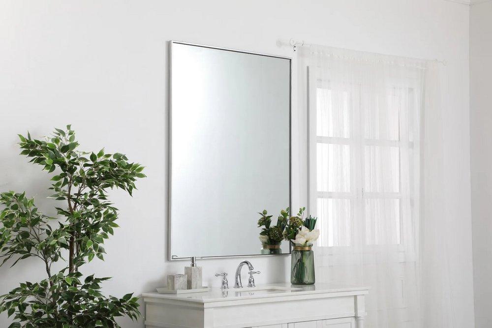 Elegant Lighting Silver 36 in. Flat Edge Rectangular Vanity Mirror in Silver 
