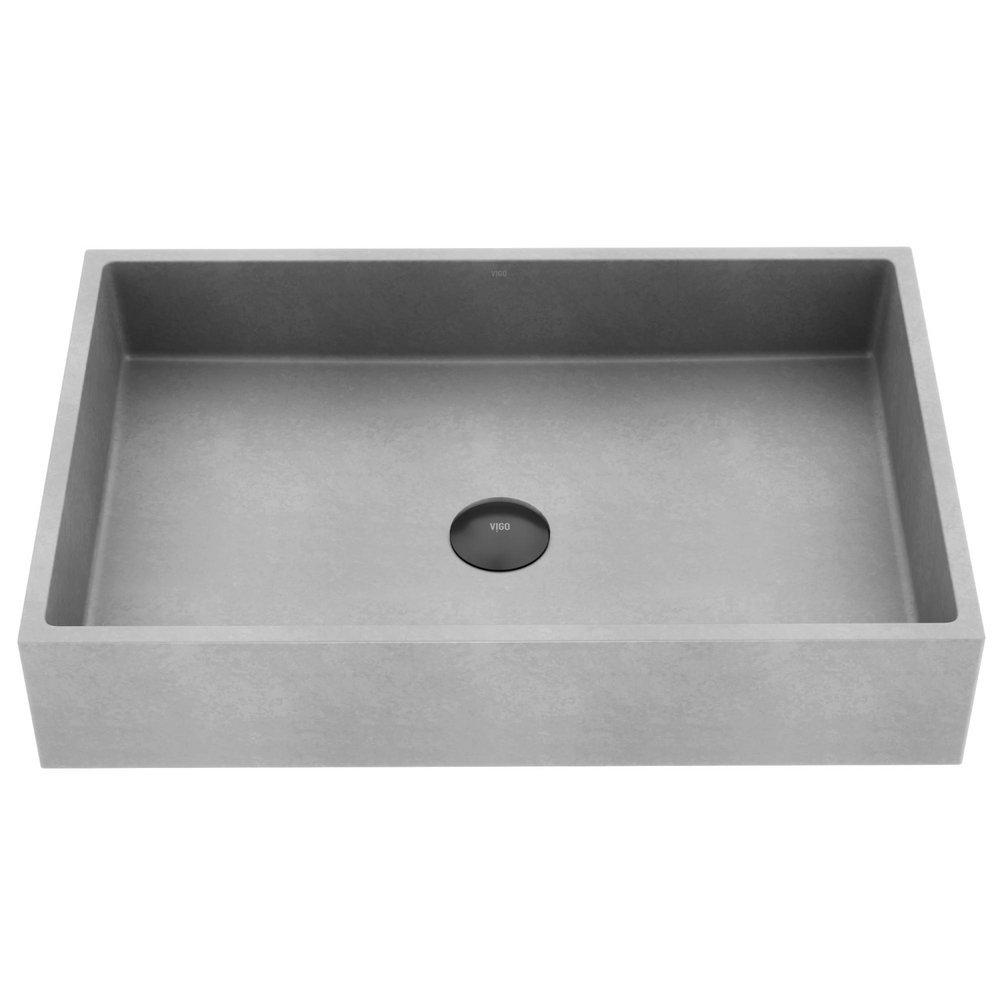 VIGO 23 CONCRETO STONE RECTANGULAR BATHROOM VESSEL SINK 
