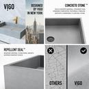 VIGO 23 CONCRETO STONE RECTANGULAR BATHROOM VESSEL SINK 