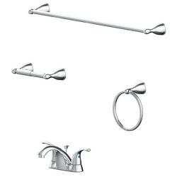 Two Handle Centerset Bathroom Sink Faucet and Bathroom Accessories in Chrome