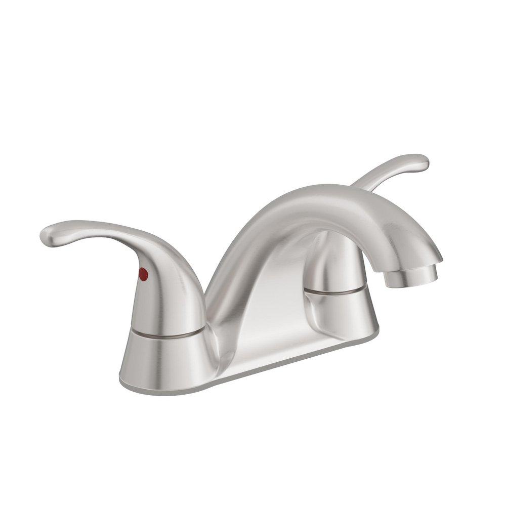 Two Handle Centerset Bathroom Sink Faucet in Brushed Nickel 