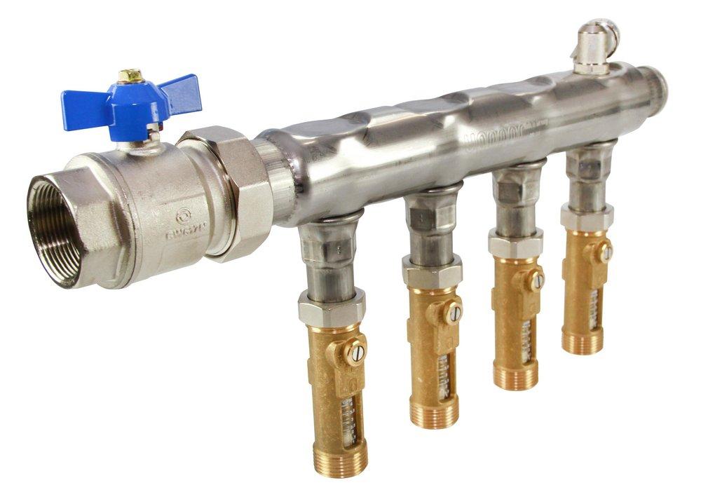Commercial - Stainless-Steel - Manifold Assembly - 1-1/2 in. Flow Meter & Ball Valve - 8 Loops 