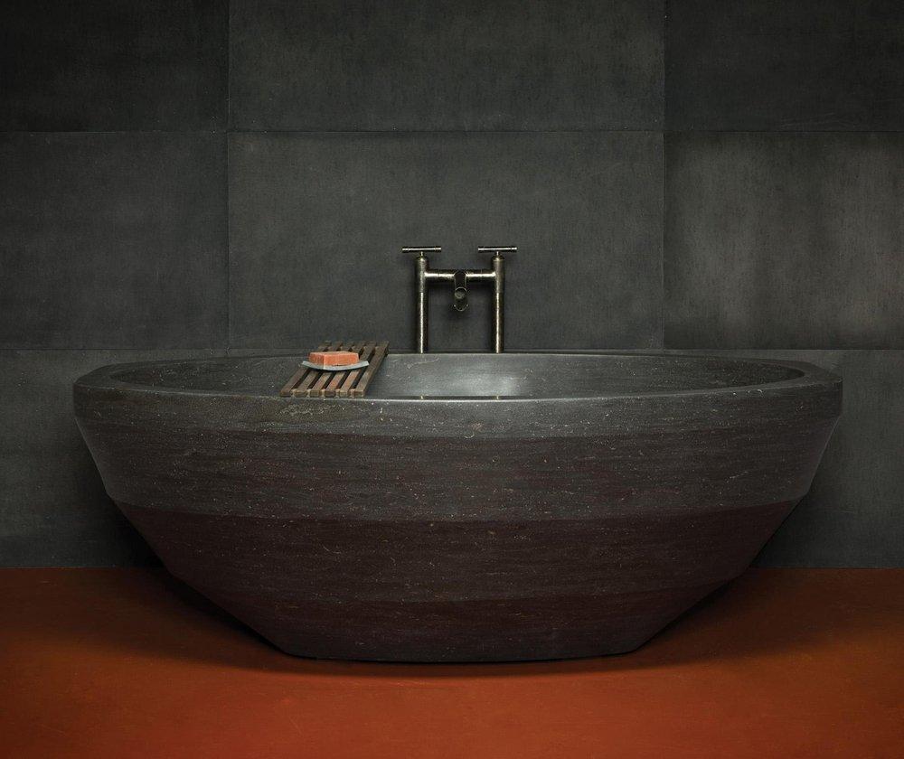 FACET BATHTUB ANTIQUE GRAY LIMESTONE 