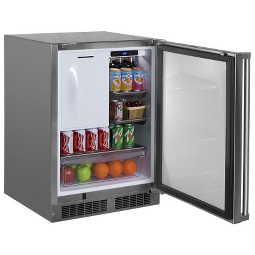 CCY 24 OUTDOOR REFRIGERATOR FREEZER WITH CRESCENT ICE MAKER STAINLESS STEEL SOLID DOOR LOCK REVERSIBLE DOOR 