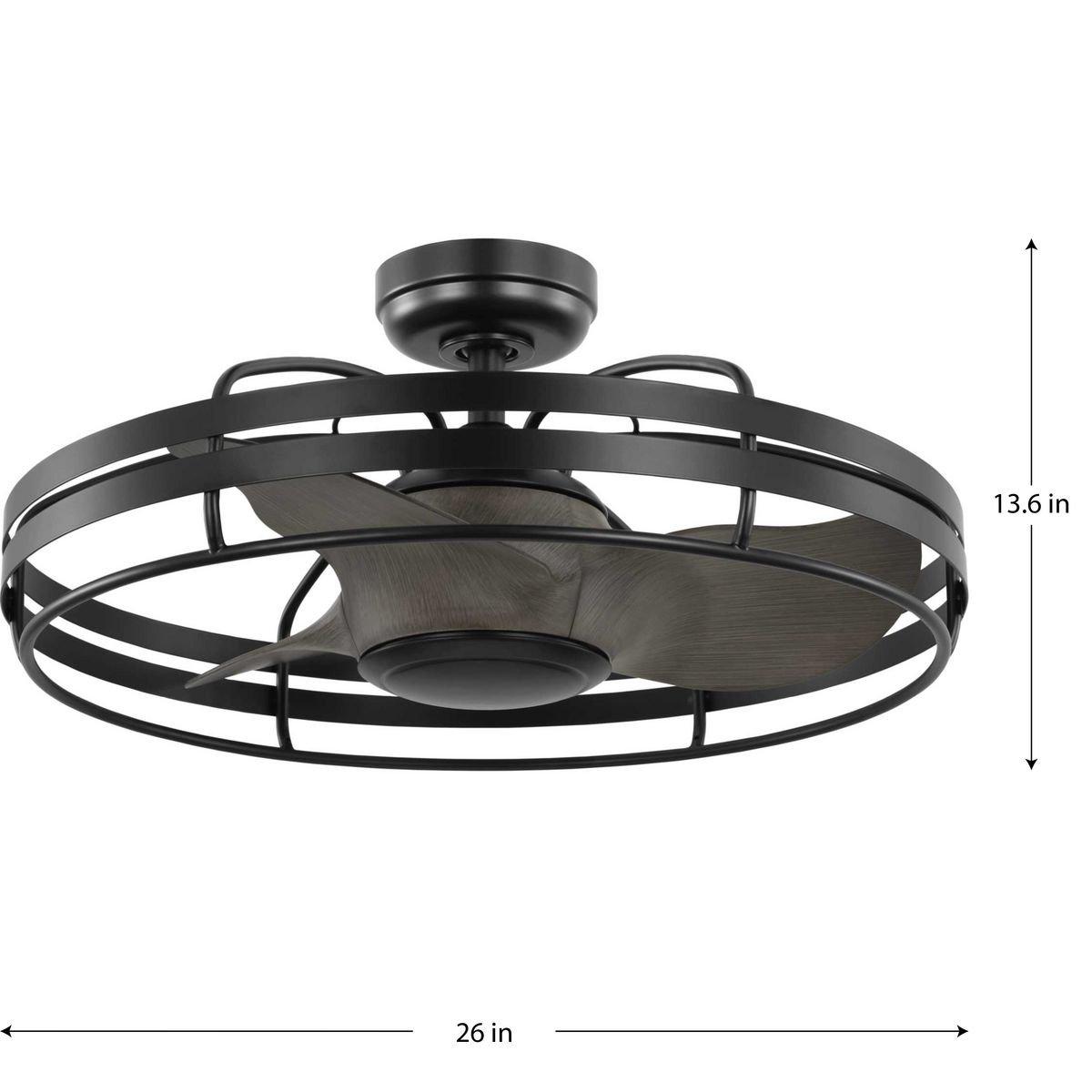 Progress Lighting Matte Black 26 in. 3-Blade Indoor or Outdoor Ceiling Fan 