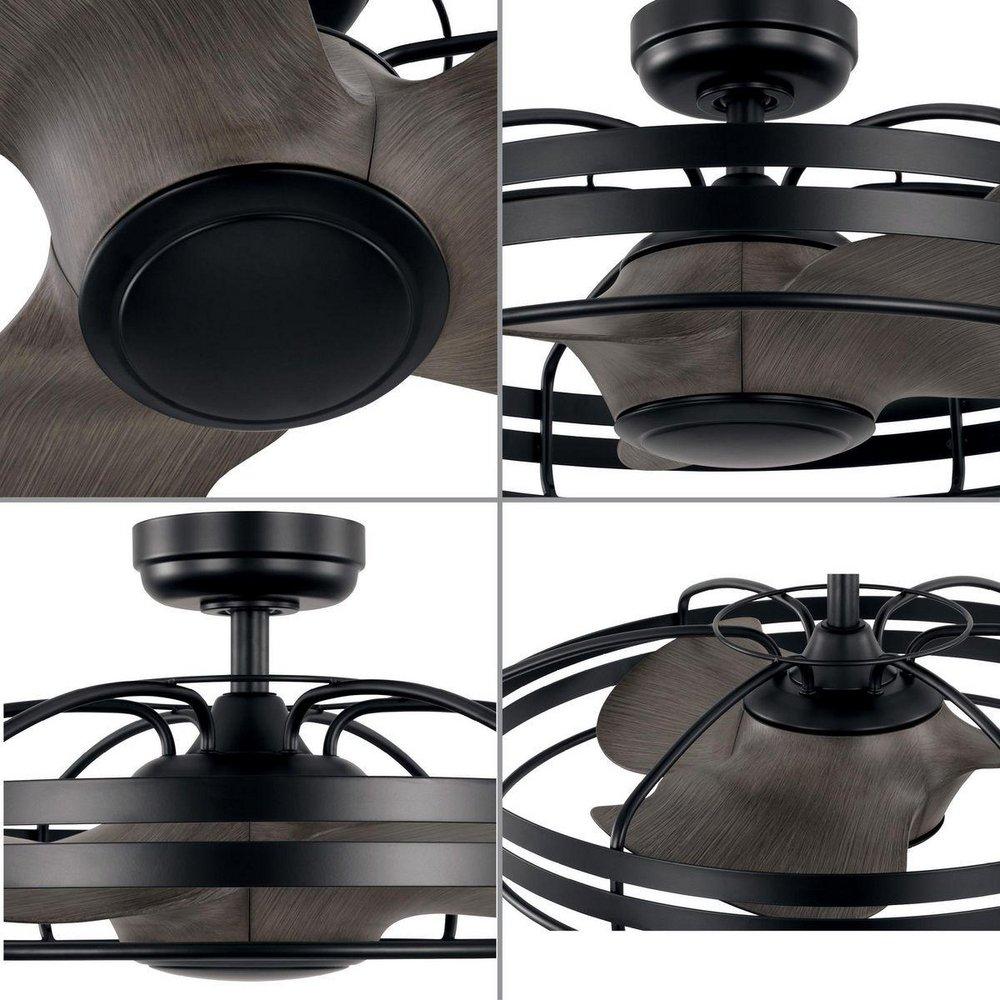 BASTROP COLLECTION 26 IN. THREE-BLADE MATTE BLACK TRANSITIONAL CEILING FAN WITH 3 SPEED REMOTE CONTROL 
