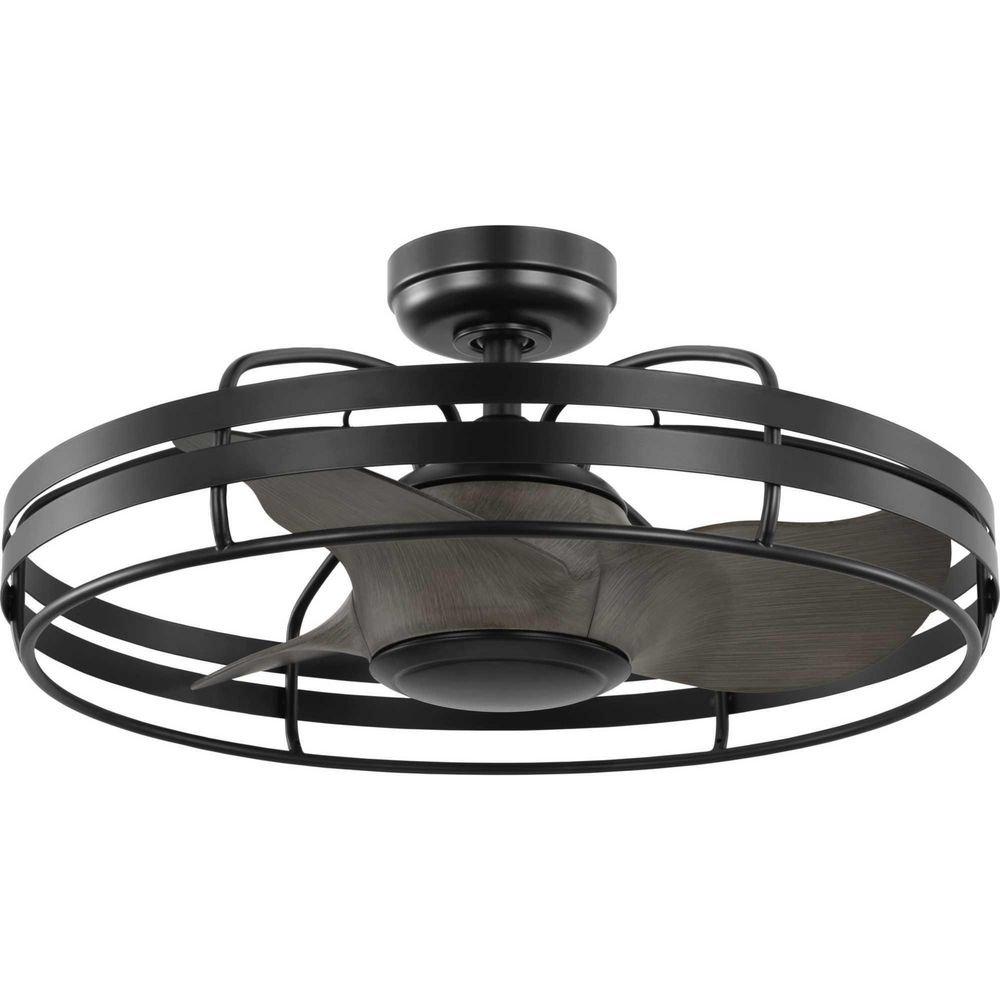 Progress Lighting Matte Black 26 in. 3-Blade Indoor or Outdoor Ceiling Fan 