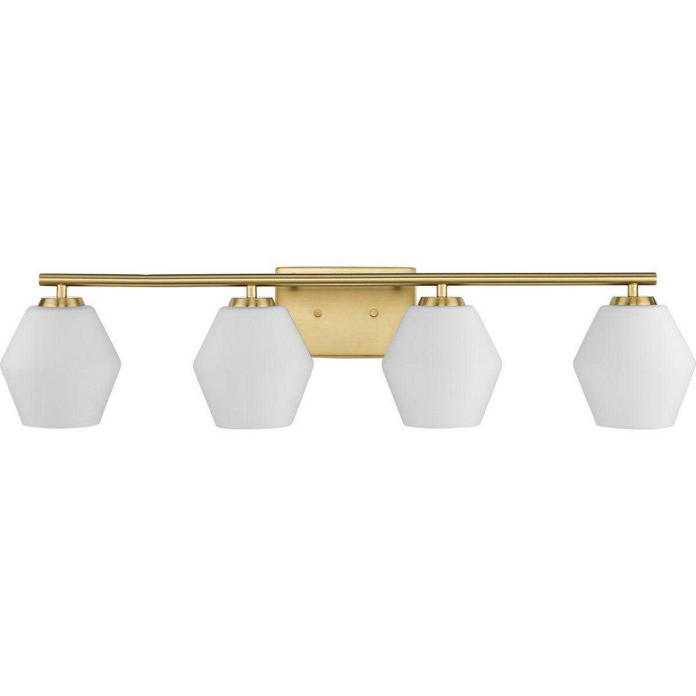 COPELAND COLLECTION FOUR-LIGHT BRUSHED GOLD MID-CENTURY MODERN VANITY LIGHT 