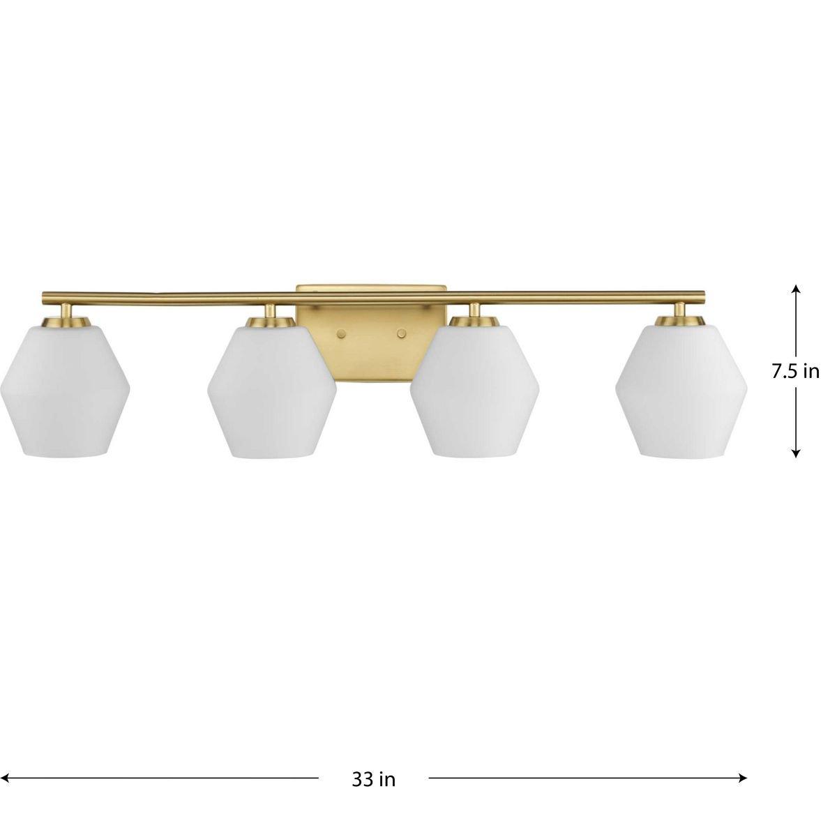 COPELAND COLLECTION FOUR-LIGHT BRUSHED GOLD MID-CENTURY MODERN VANITY LIGHT 