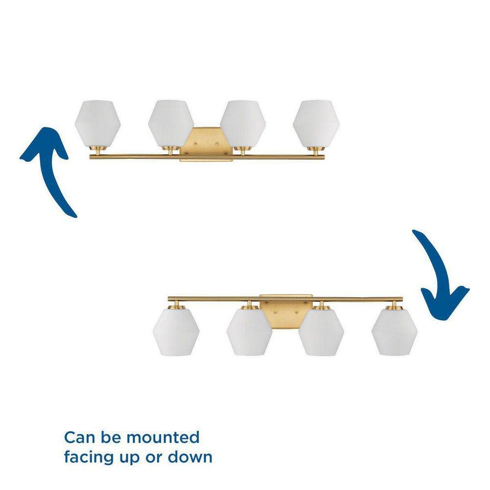 COPELAND COLLECTION FOUR-LIGHT BRUSHED GOLD MID-CENTURY MODERN VANITY LIGHT 