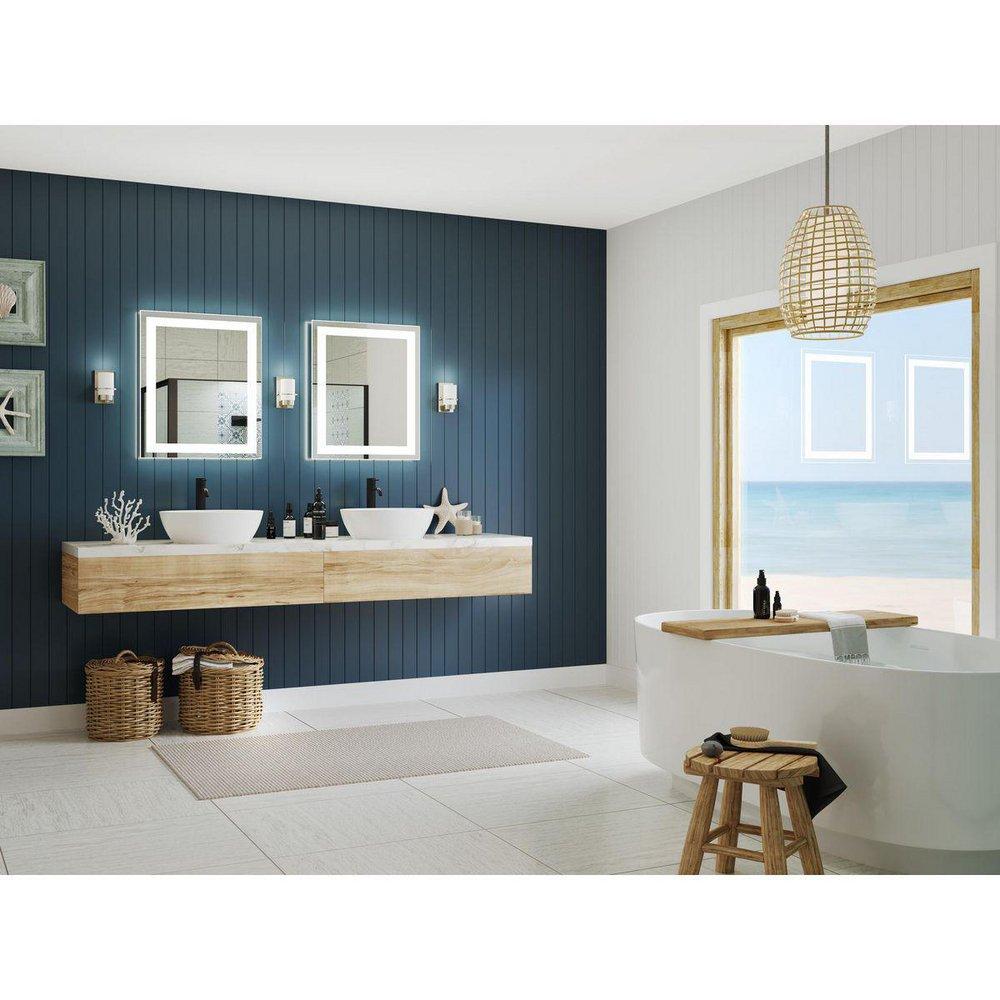 CAPTARENT COLLECTION 30X36 IN. RECTANGULAR ILLUMINATED INTEGRATED LED WHITE MODERN MIRROR 