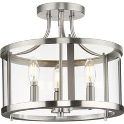 60W 3-Light Semi-Flush Mount Ceiling Fixture with Candelabra E-12 Base in Brushed Nickel