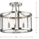 Progress Lighting Brushed Nickel 60W 3-Light Candelabra E-12 Incandescent Semi-Flush Mount Ceiling Fixture 