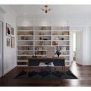 ATWELL COLLECTION THREE-LIGHT BRUSHED BRONZE MID-CENTURY MODERN SEMI-FLUSH MOUNT 