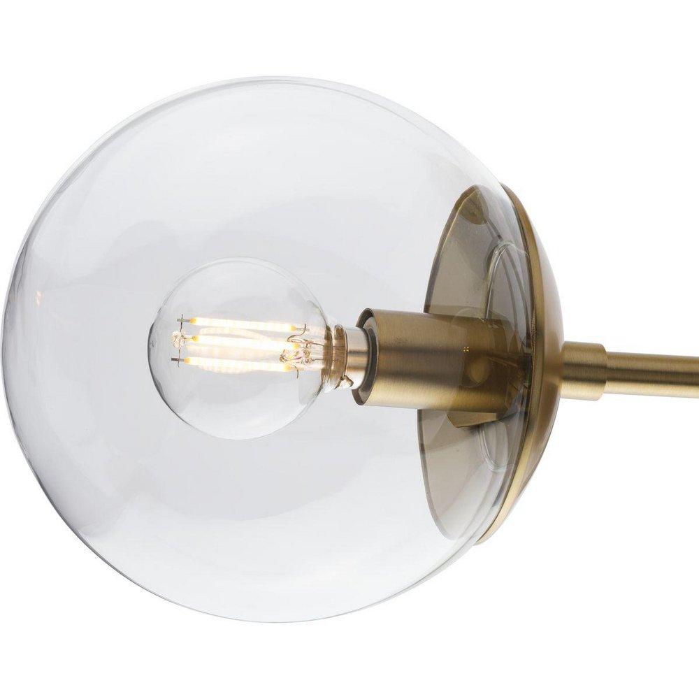 ATWELL COLLECTION THREE-LIGHT BRUSHED BRONZE MID-CENTURY MODERN SEMI-FLUSH MOUNT 