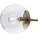 ATWELL COLLECTION THREE-LIGHT BRUSHED BRONZE MID-CENTURY MODERN SEMI-FLUSH MOUNT 