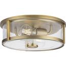 GILLIAM COLLECTION 12-5/8 IN. TWO-LIGHT VINTAGE BRASS NEW TRADITIONAL FLUSH MOUNT 