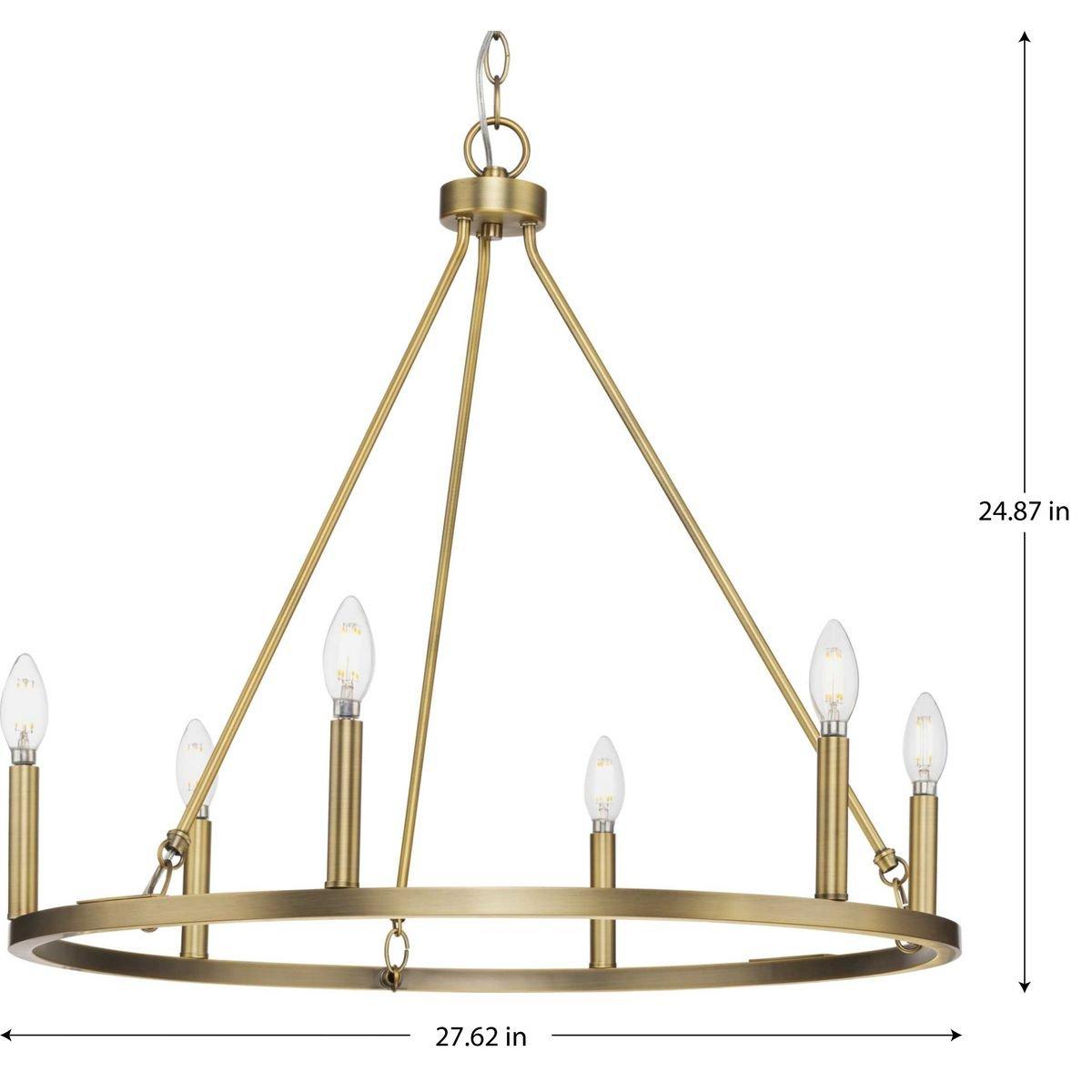 GILLIAM COLLECTION SIX-LIGHT VINTAGE BRASS NEW TRADITIONAL CHANDELIER 