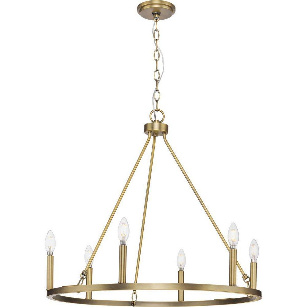 GILLIAM COLLECTION SIX-LIGHT VINTAGE BRASS NEW TRADITIONAL CHANDELIER 