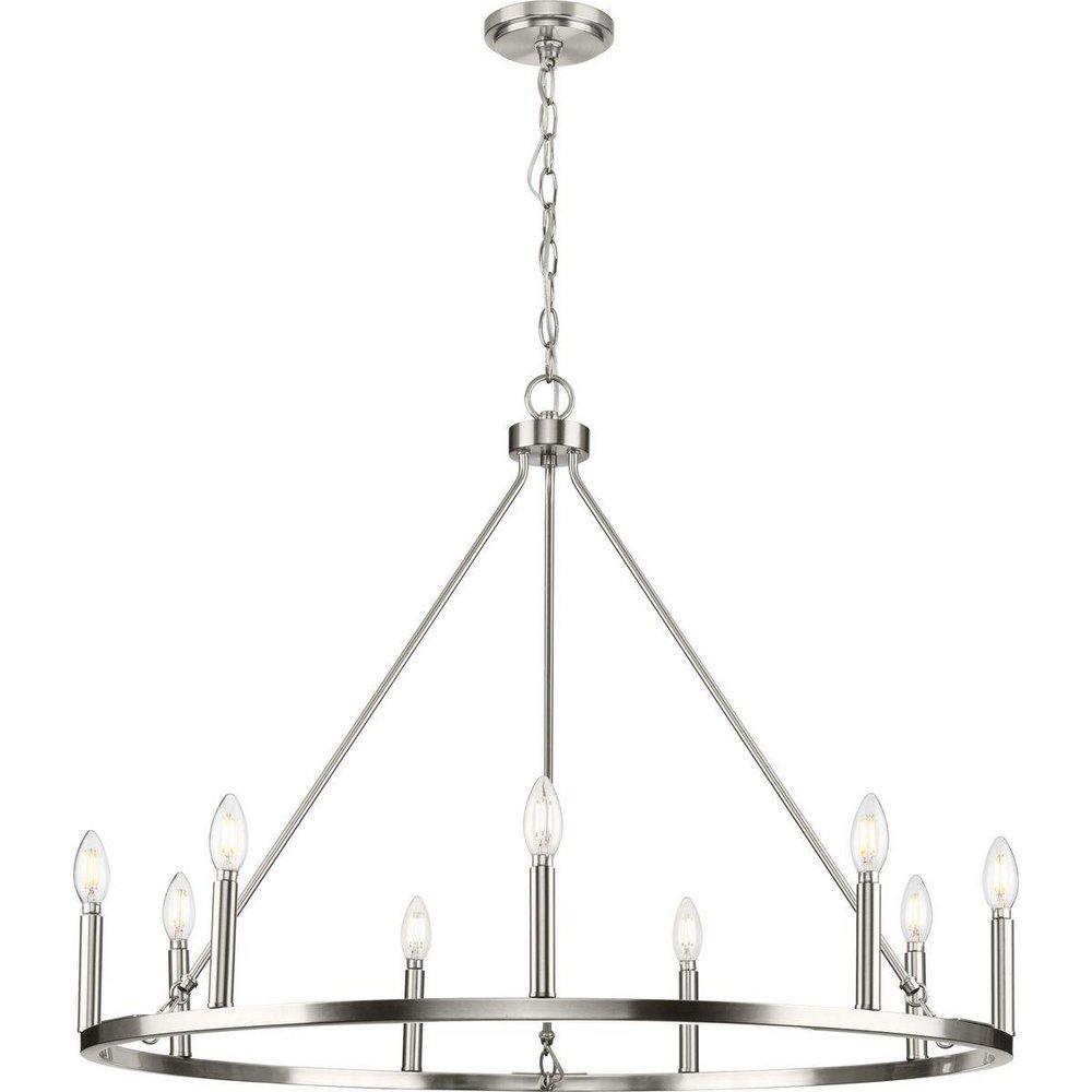 GILLIAM COLLECTION NINE-LIGHT BRUSHED NICKEL NEW TRADITIONAL CHANDELIER 