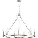 GILLIAM COLLECTION NINE-LIGHT BRUSHED NICKEL NEW TRADITIONAL CHANDELIER 