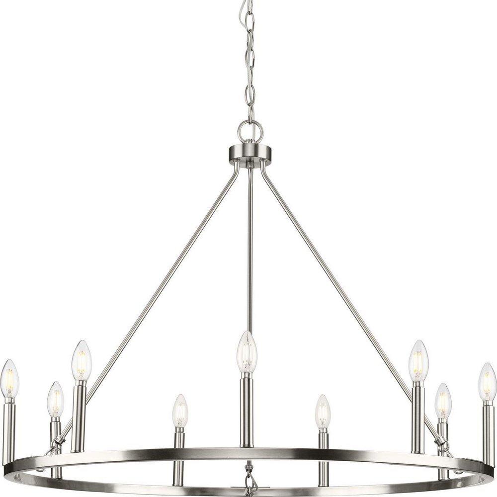 GILLIAM COLLECTION NINE-LIGHT BRUSHED NICKEL NEW TRADITIONAL CHANDELIER 