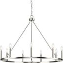 9-Light 36in. Pillar Candle Style Chandelier in Brushed Nickel 