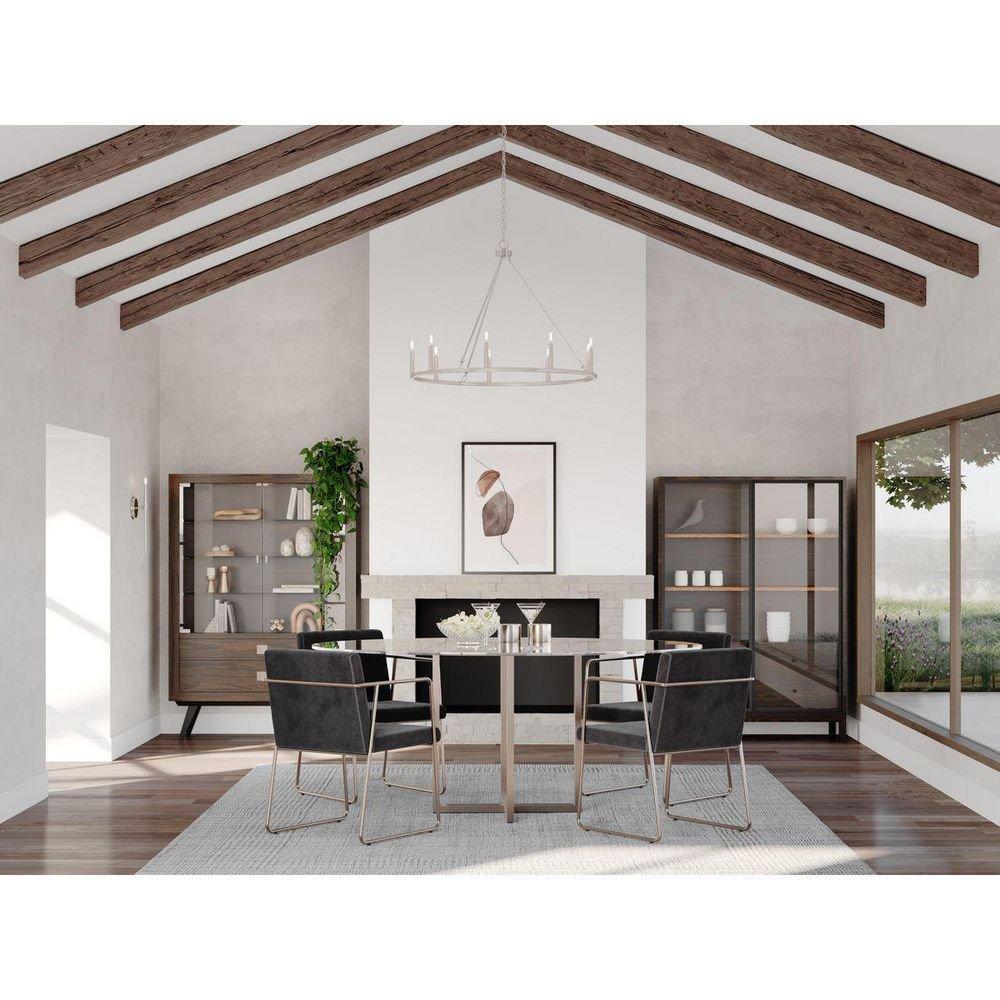 9-Light 36in. Pillar Candle Style Chandelier in Brushed Nickel 