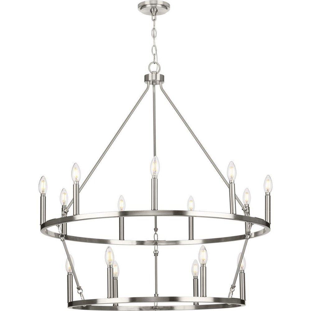 GILLIAM COLLECTION FIFTEEN-LIGHT BRUSHED NICKEL NEW TRADITIONAL CHANDELIER 