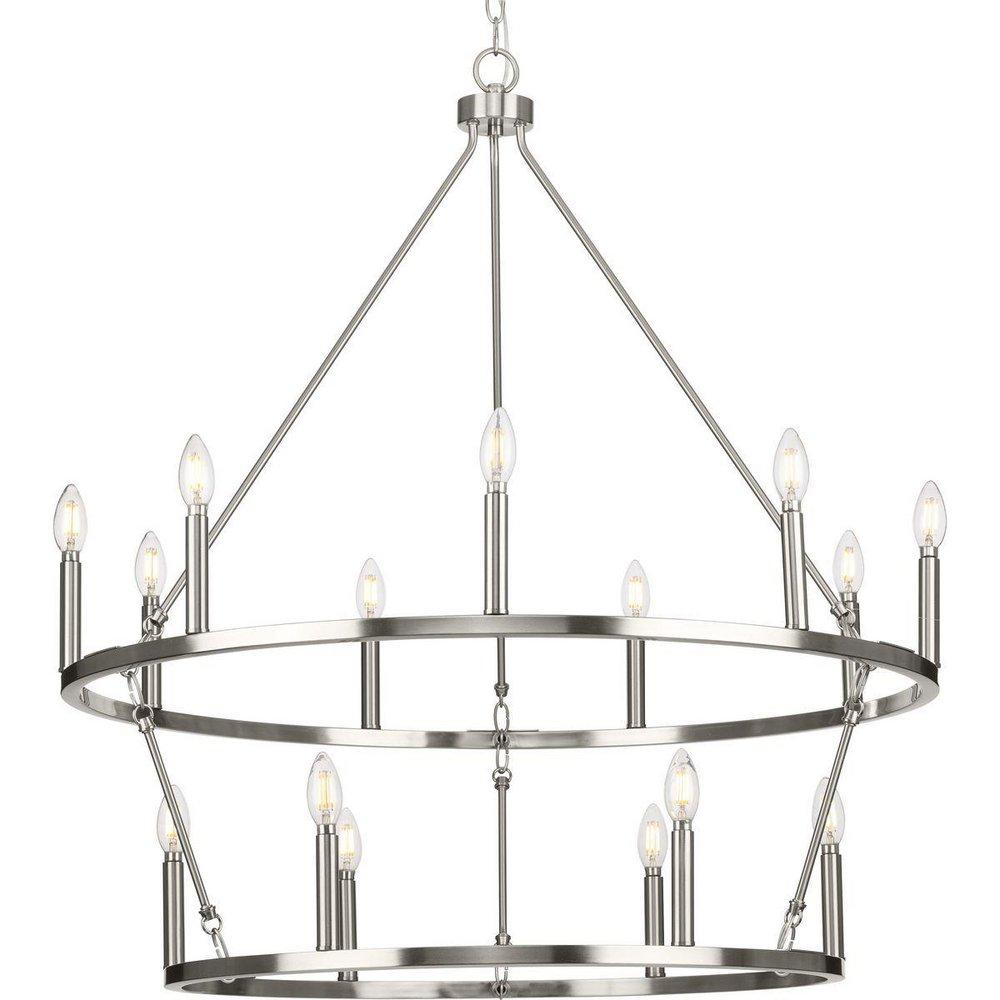 GILLIAM COLLECTION FIFTEEN-LIGHT BRUSHED NICKEL NEW TRADITIONAL CHANDELIER 