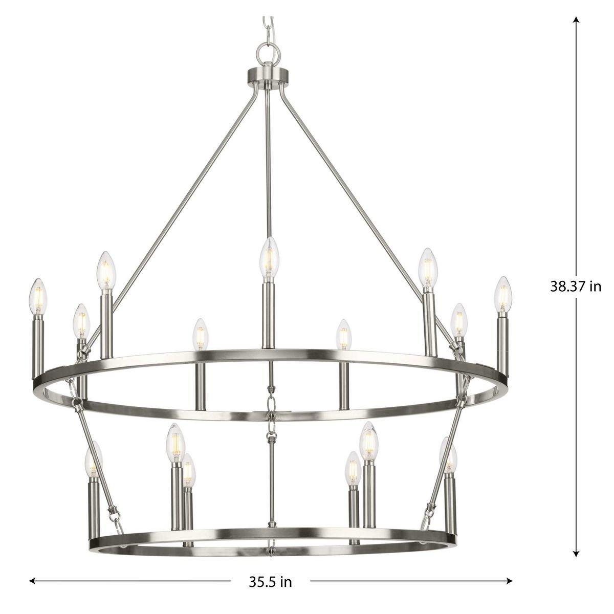GILLIAM COLLECTION FIFTEEN-LIGHT BRUSHED NICKEL NEW TRADITIONAL CHANDELIER 