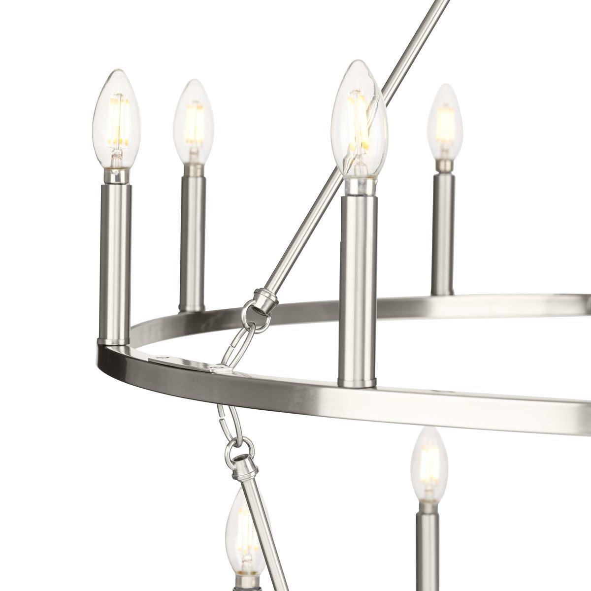 GILLIAM COLLECTION FIFTEEN-LIGHT BRUSHED NICKEL NEW TRADITIONAL CHANDELIER 