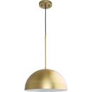 PERIMETER COLLECTION ONE-LIGHT BRUSHED GOLD MID-CENTURY MODERN PENDANT WITH METAL SHADE 