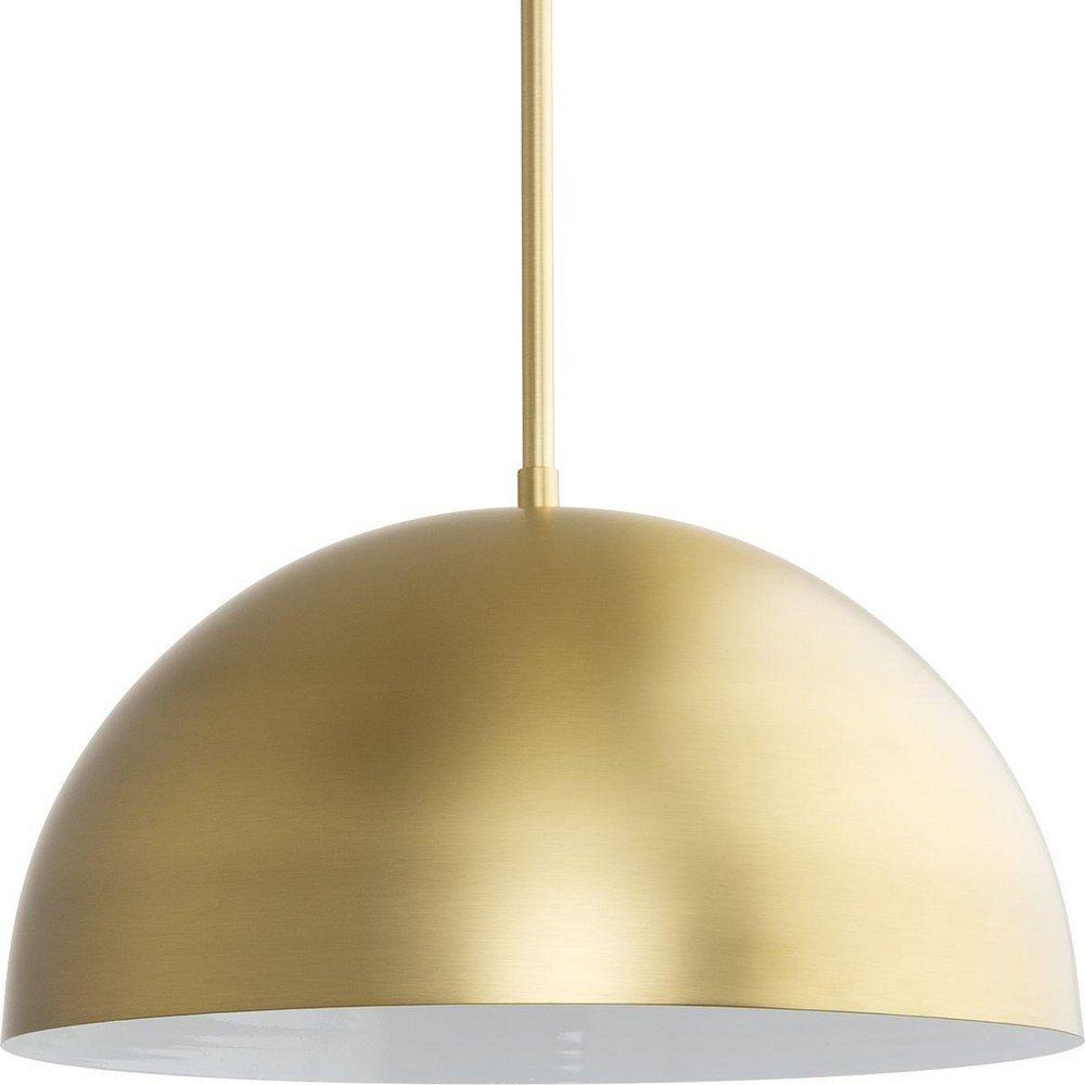 PERIMETER COLLECTION ONE-LIGHT BRUSHED GOLD MID-CENTURY MODERN PENDANT WITH METAL SHADE 