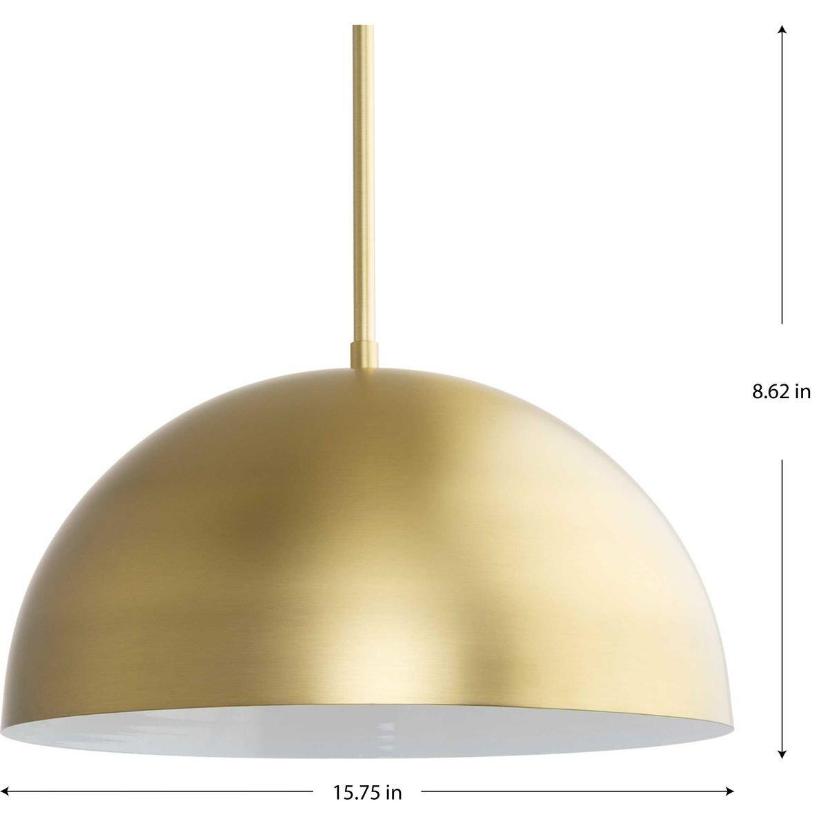 PERIMETER COLLECTION ONE-LIGHT BRUSHED GOLD MID-CENTURY MODERN PENDANT WITH METAL SHADE 