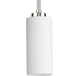 60W 1-Light Transitional Pendant in Brushed Nickel