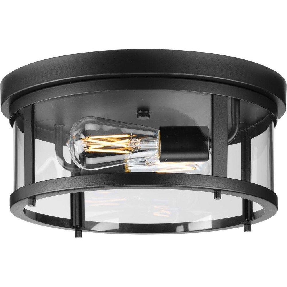 GUNTHER TWO-LIGHT MATTE BLACK MODERN FARMHOUSE FLUSH MOUNT LIGHT 