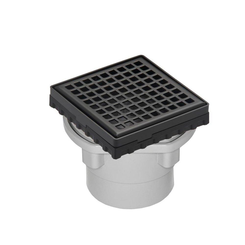 4X4 IN. LQD 4 SQUARES PATTERN COMPLETE KIT IN MATTE BLACK WITH PVC DRAIN BODY 